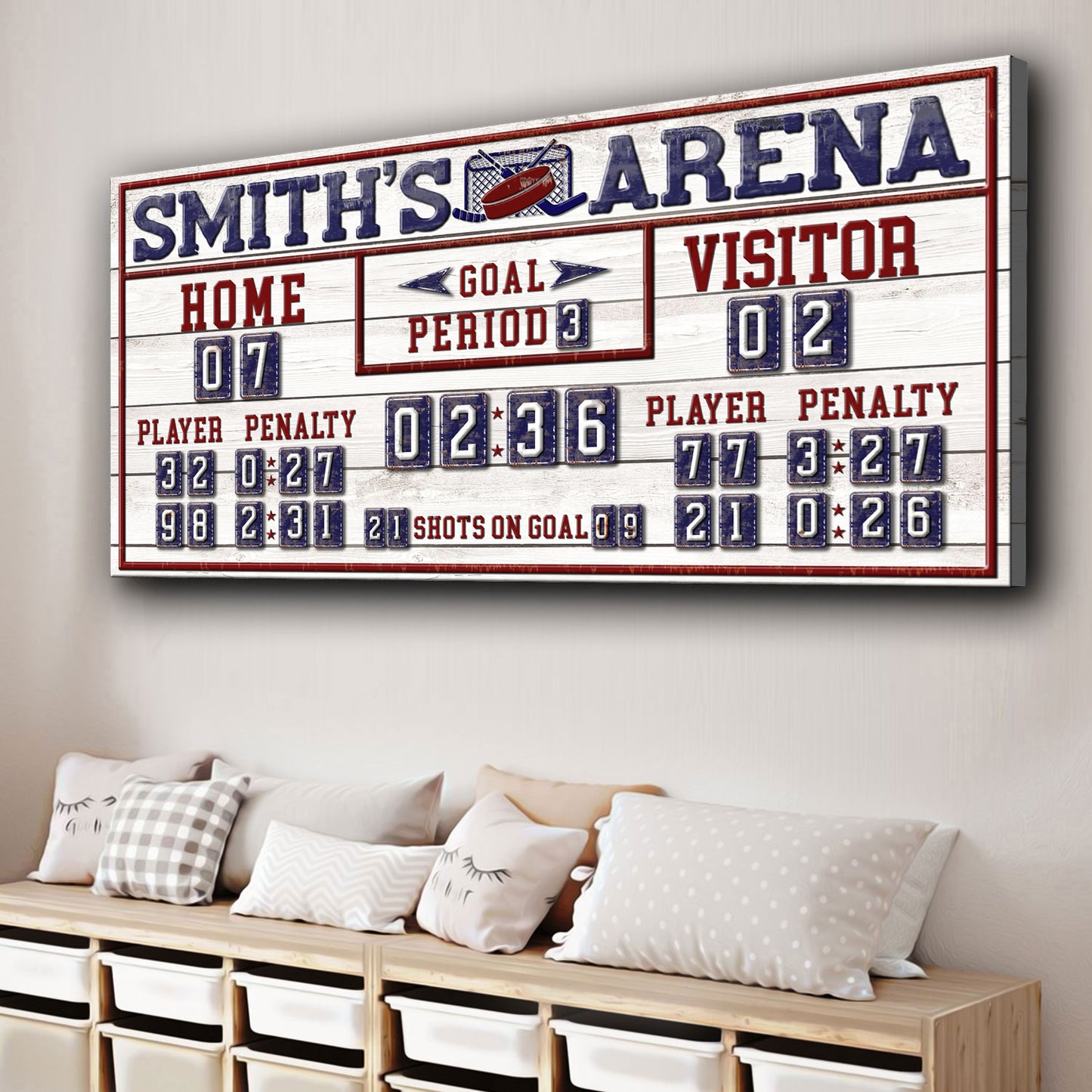 Personalized Hockey Scoreboard Sign  - Image by Tailored Canvases