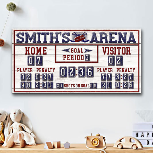 Personalized Hockey Scoreboard Sign - Image by Tailored Canvases