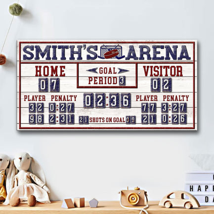 Personalized Hockey Scoreboard Sign  - Image by Tailored Canvases