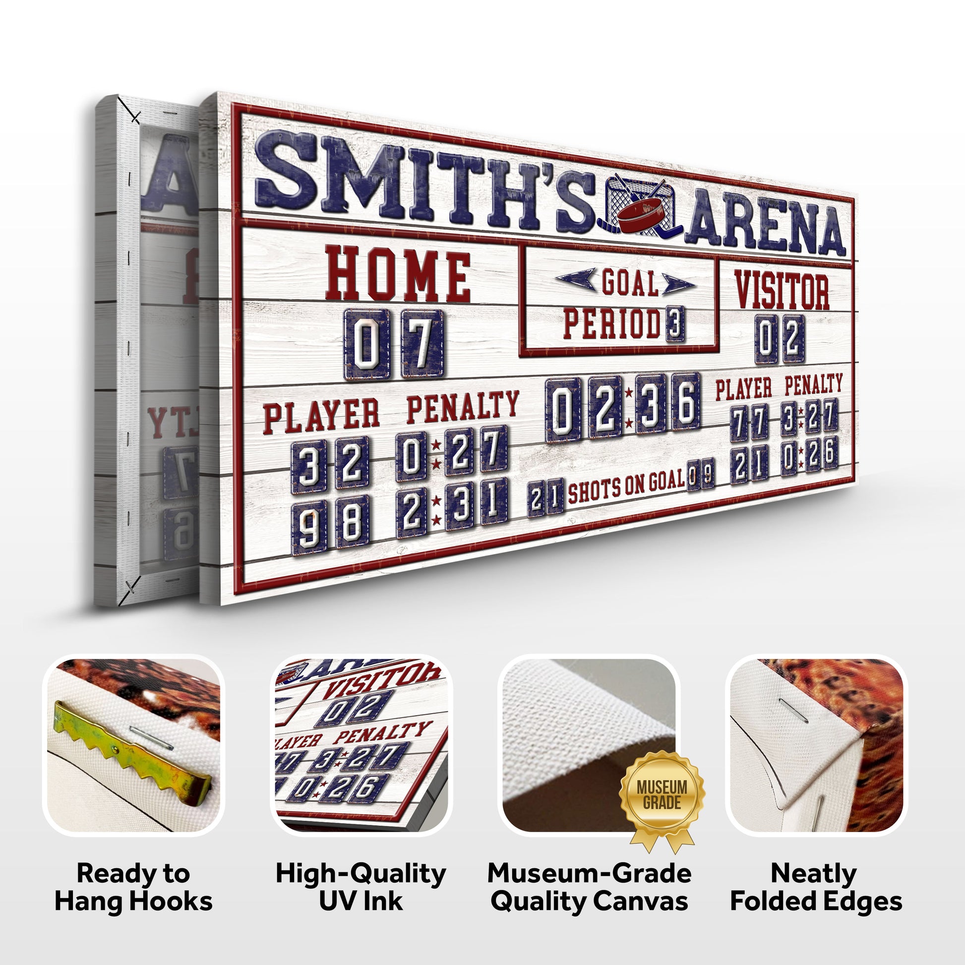 Personalized Hockey Scoreboard Sign Specs - Image by Tailored Canvases