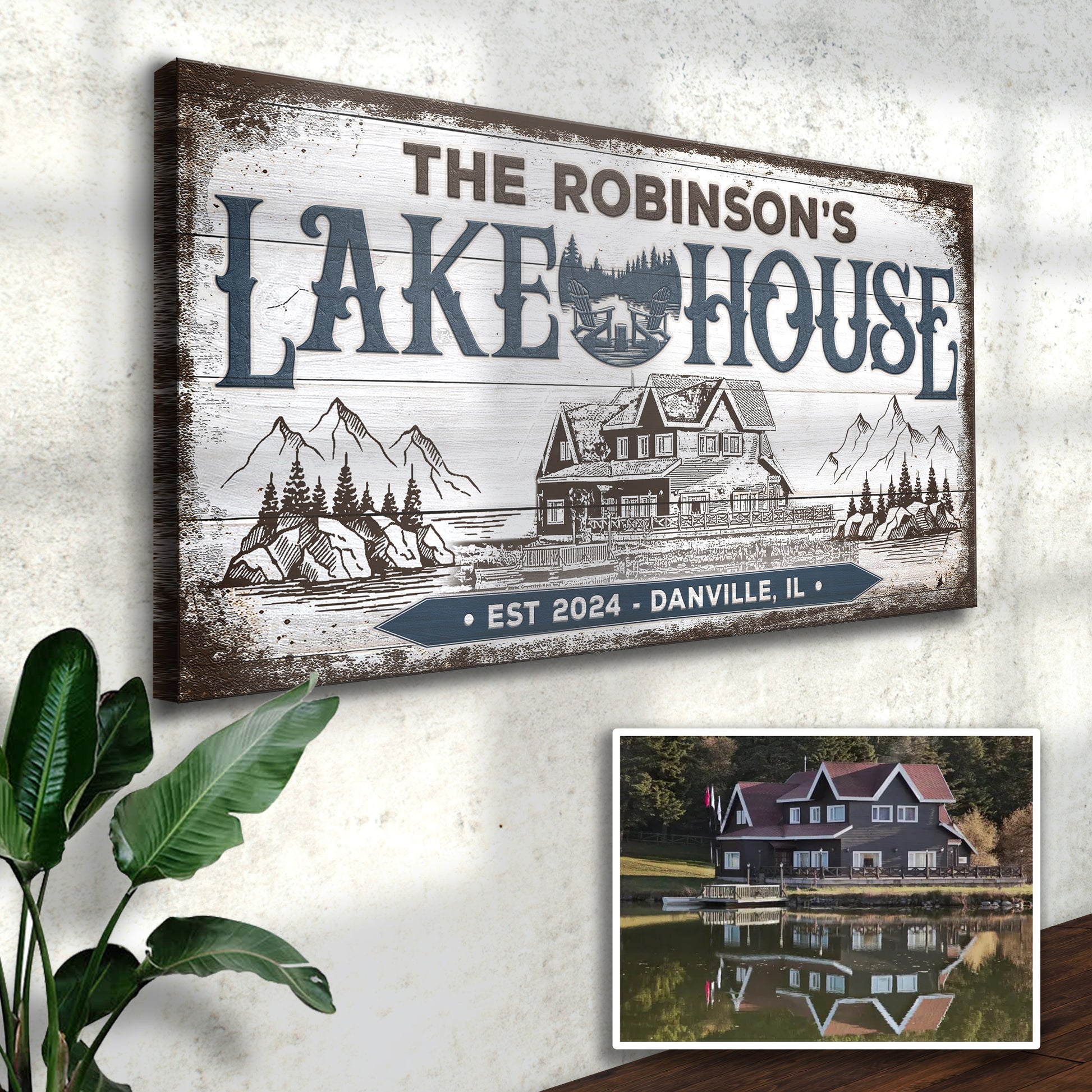 Personalized Lake House Sign II Style 1 - Image by Tailored Canvases