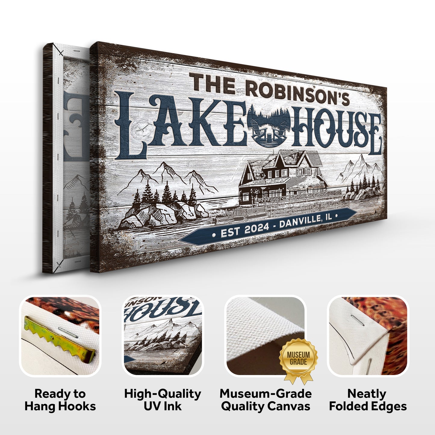 Personalized Lake House Sign II Specs - Image by Tailored Canvases