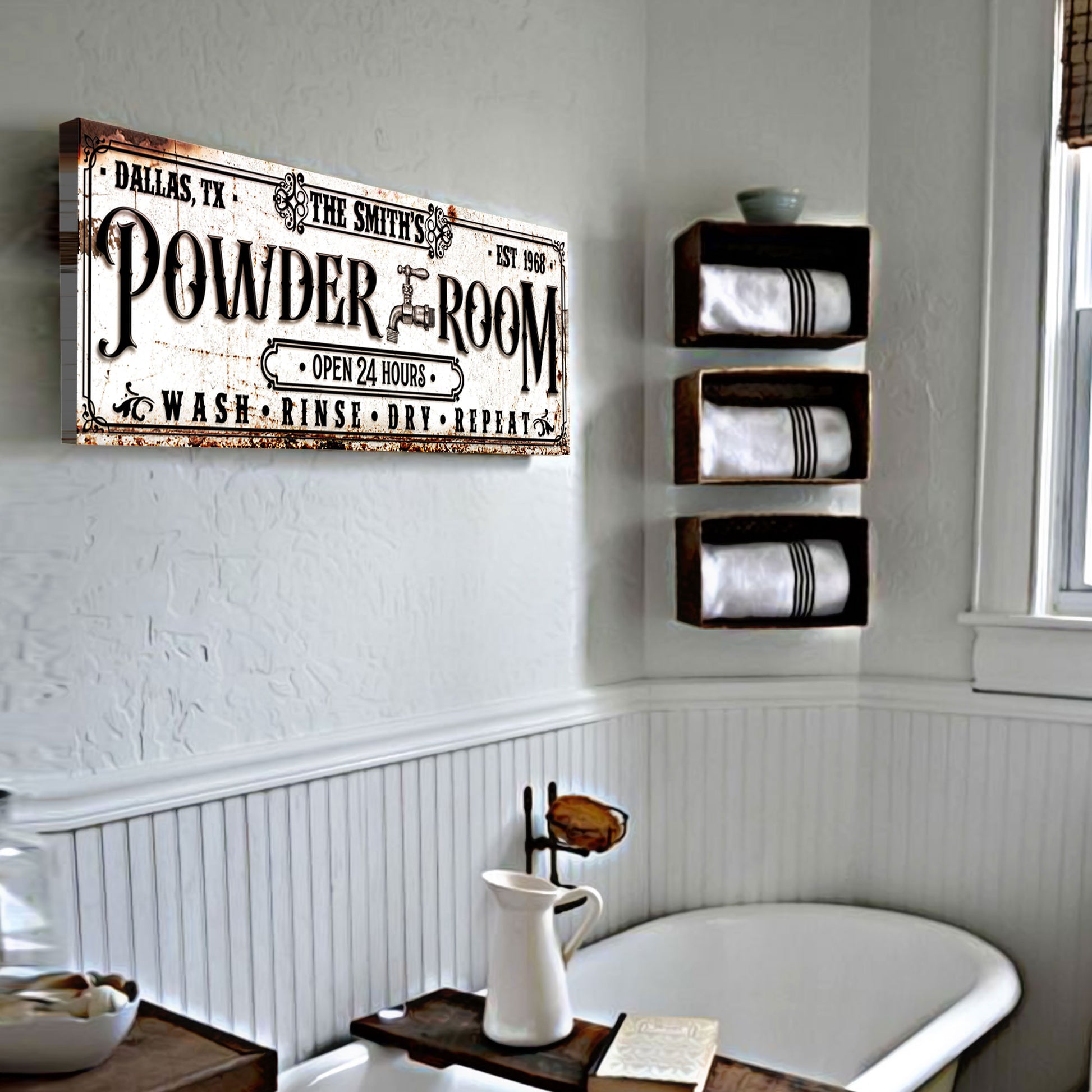 Personalized Powder Room Sign II  - Image by Tailored Canvases