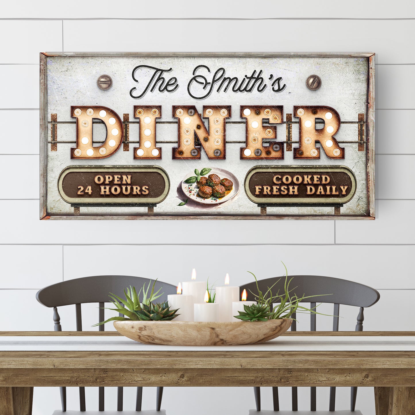 Personalized Vintage Diner Sign Style 2 - Image by Tailored Canvases