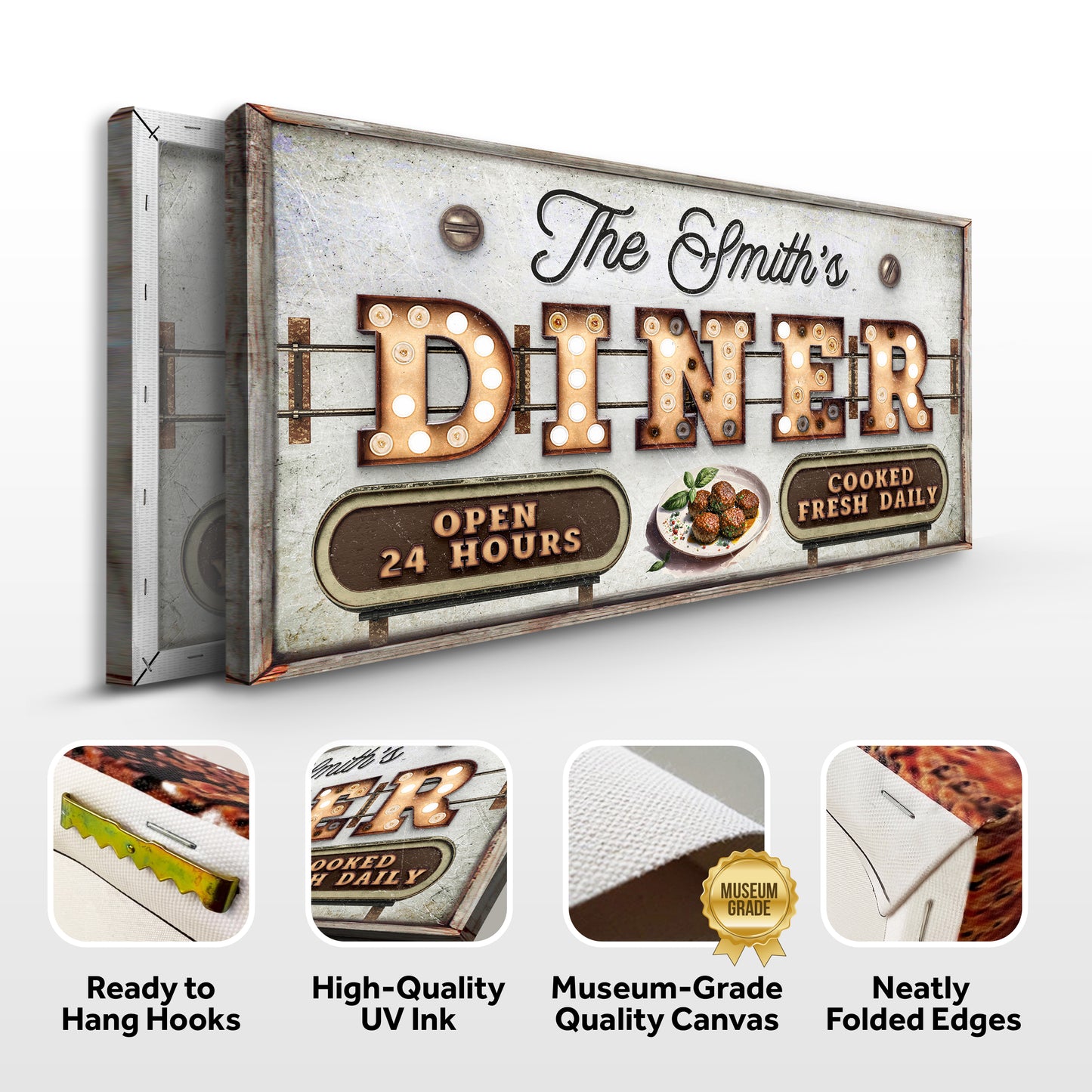 Personalized Vintage Diner Sign Specs - Image by Tailored Canvases