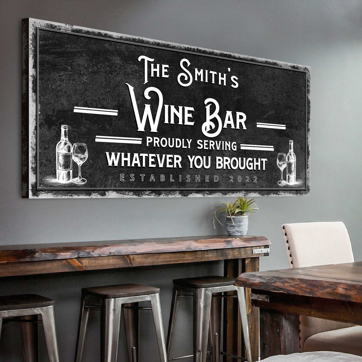 Personalized Wine Bar Sign  - Image by Tailored Canvases