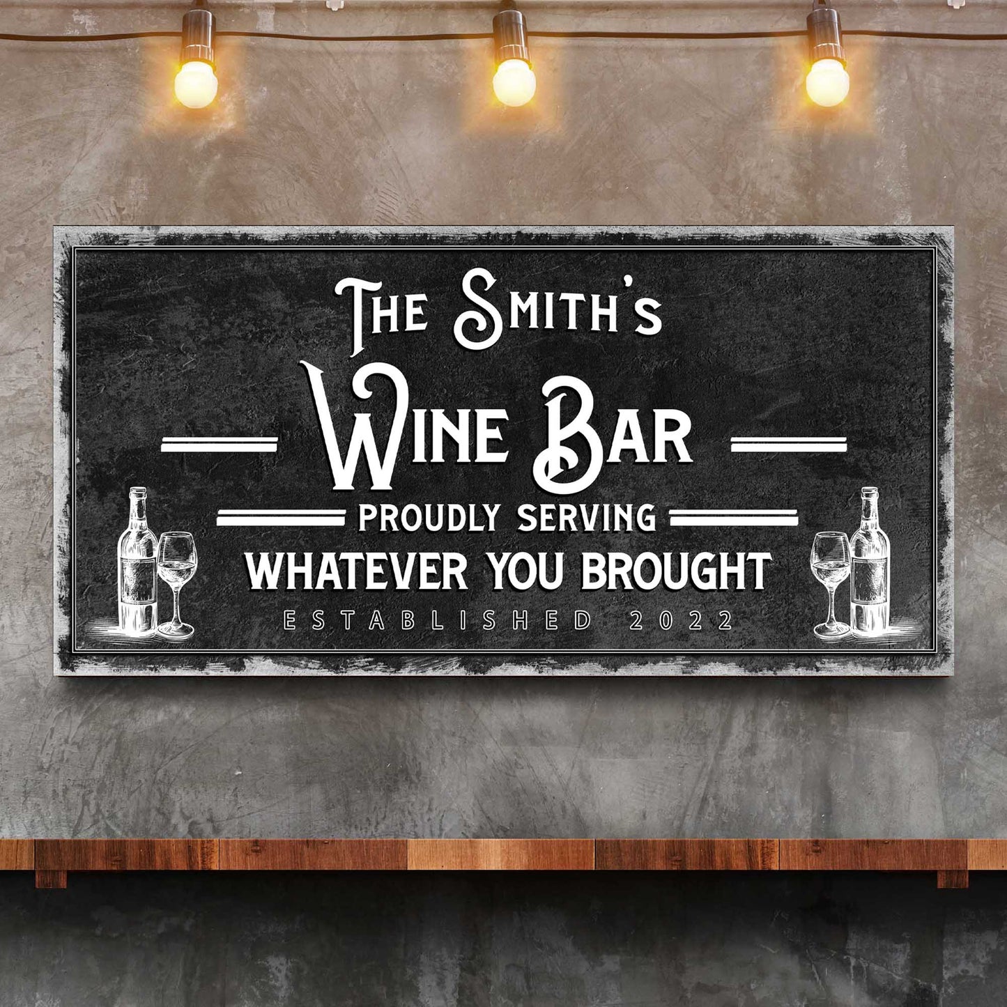 Personalized Wine Bar Sign Style 1 - Image by Tailored Canvases