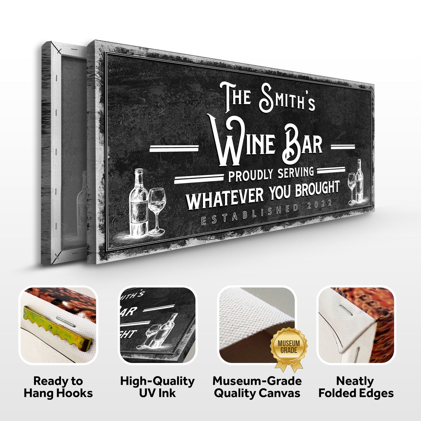 Personalized Wine Bar Sign Specs - Image by Tailored Canvases