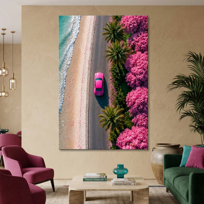 Pink Coastal Drive Aerial View