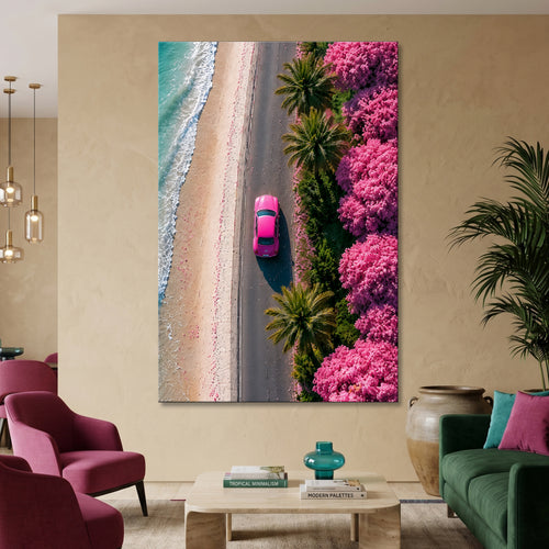 Pink Coastal Drive Aerial View