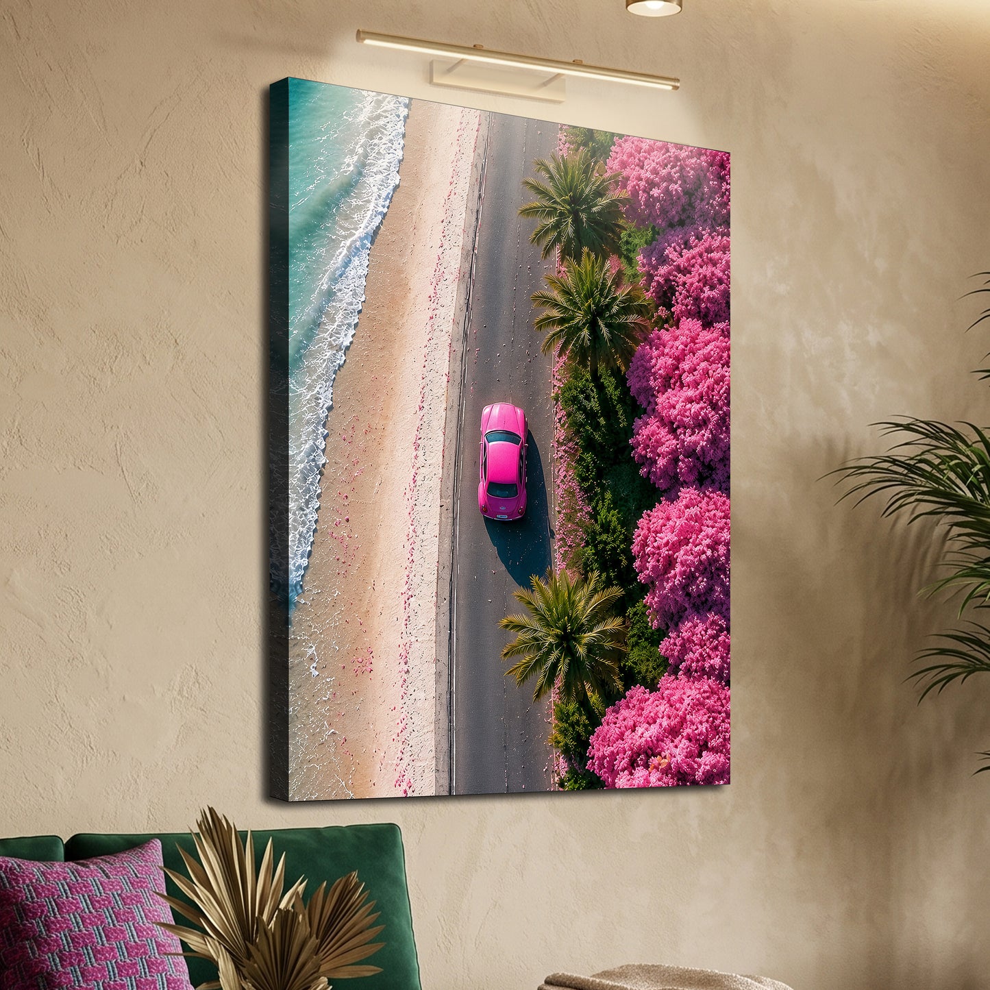 Pink Coastal Drive Aerial View