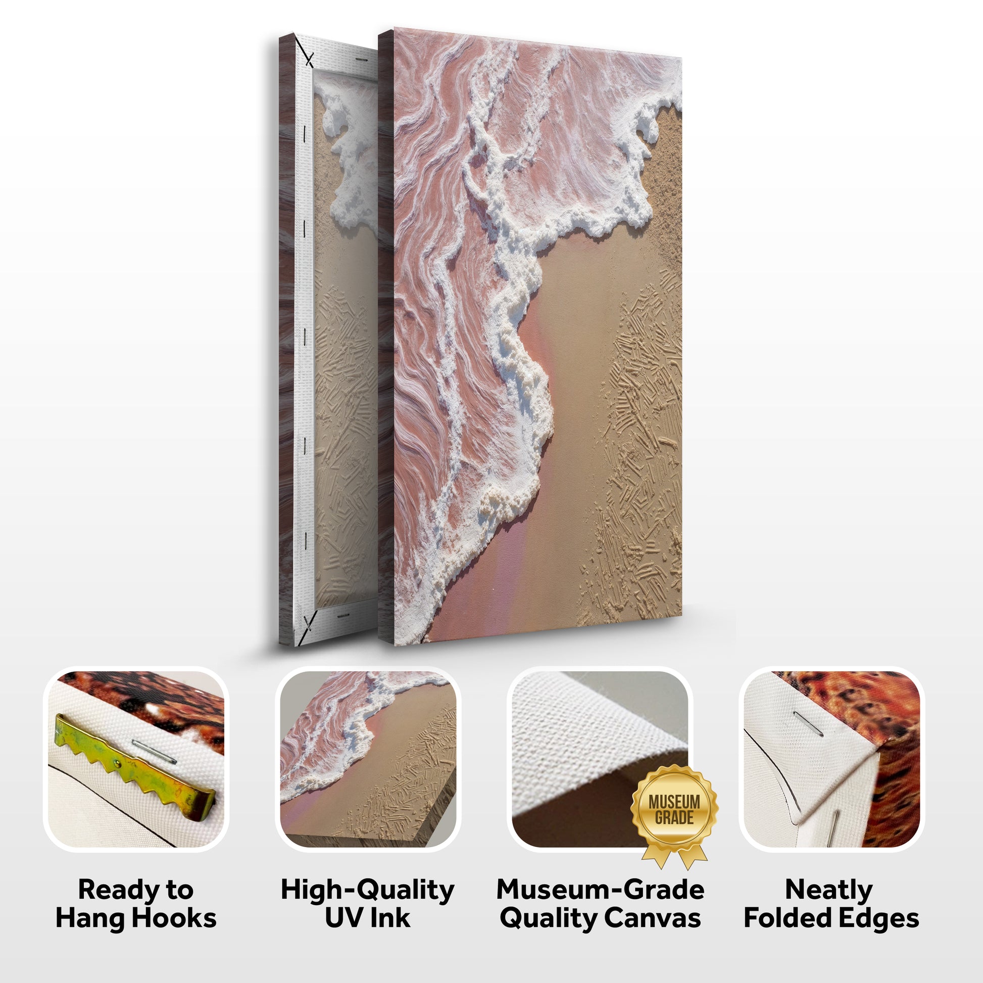 Pink Ocean Wave Abstract Textured Wall Art