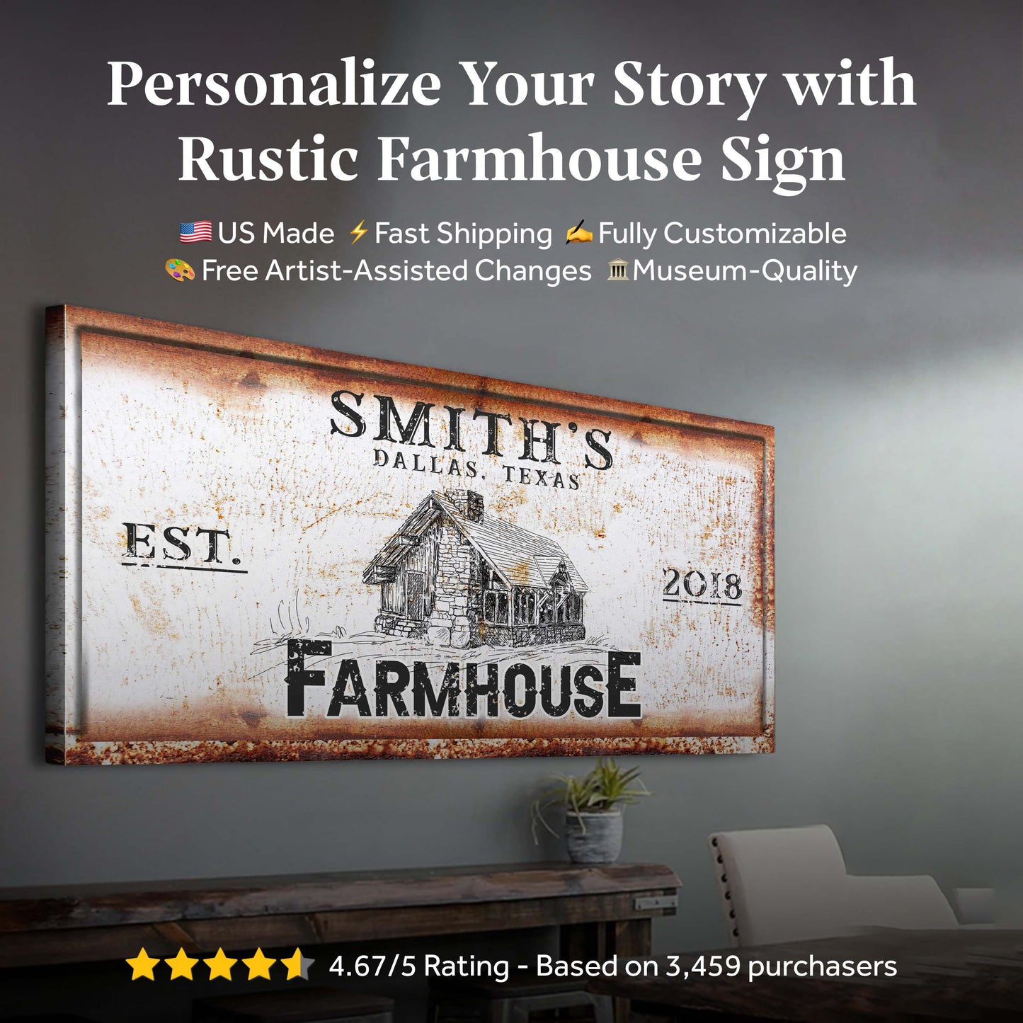 Rustic Farmhouse Personalized Sign II