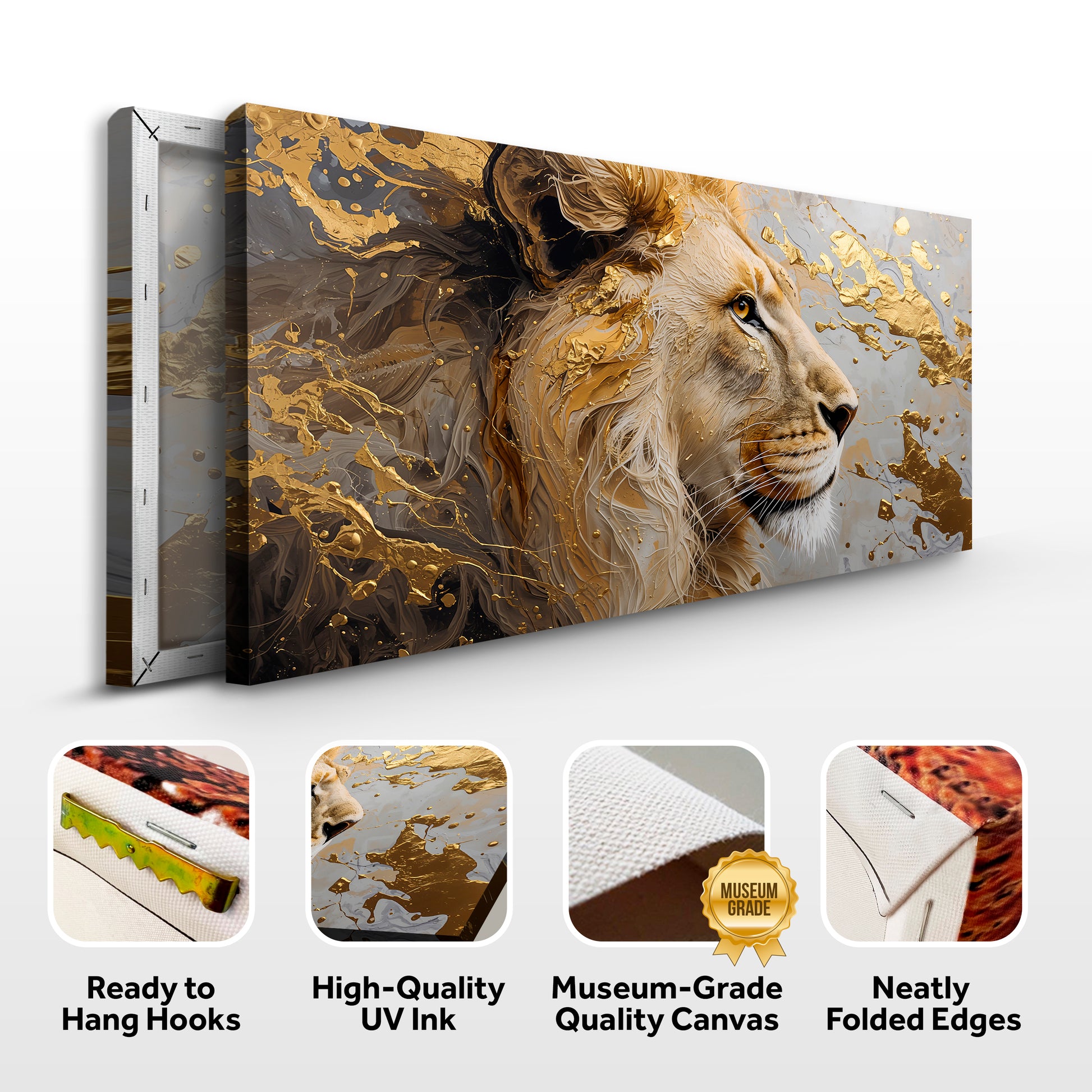 Golden-eyed Lion Abstract Wall Art