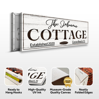 Cottage Beach House Sign 
Specs - Image by Tailored Canvases