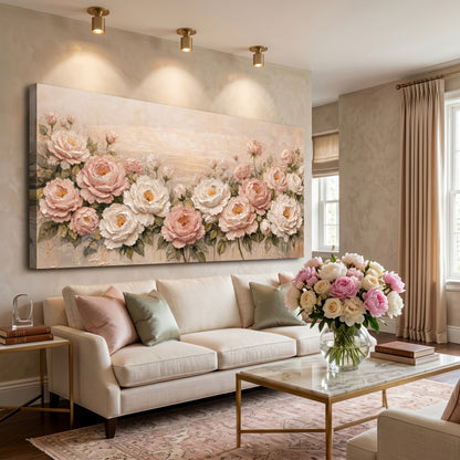Rose Garden — White And Blush On Warm Cream