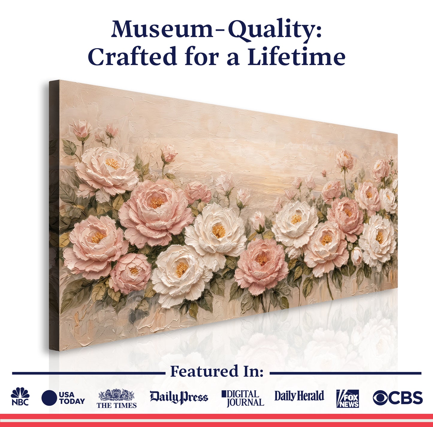 Rose Garden — White And Blush On Warm Cream