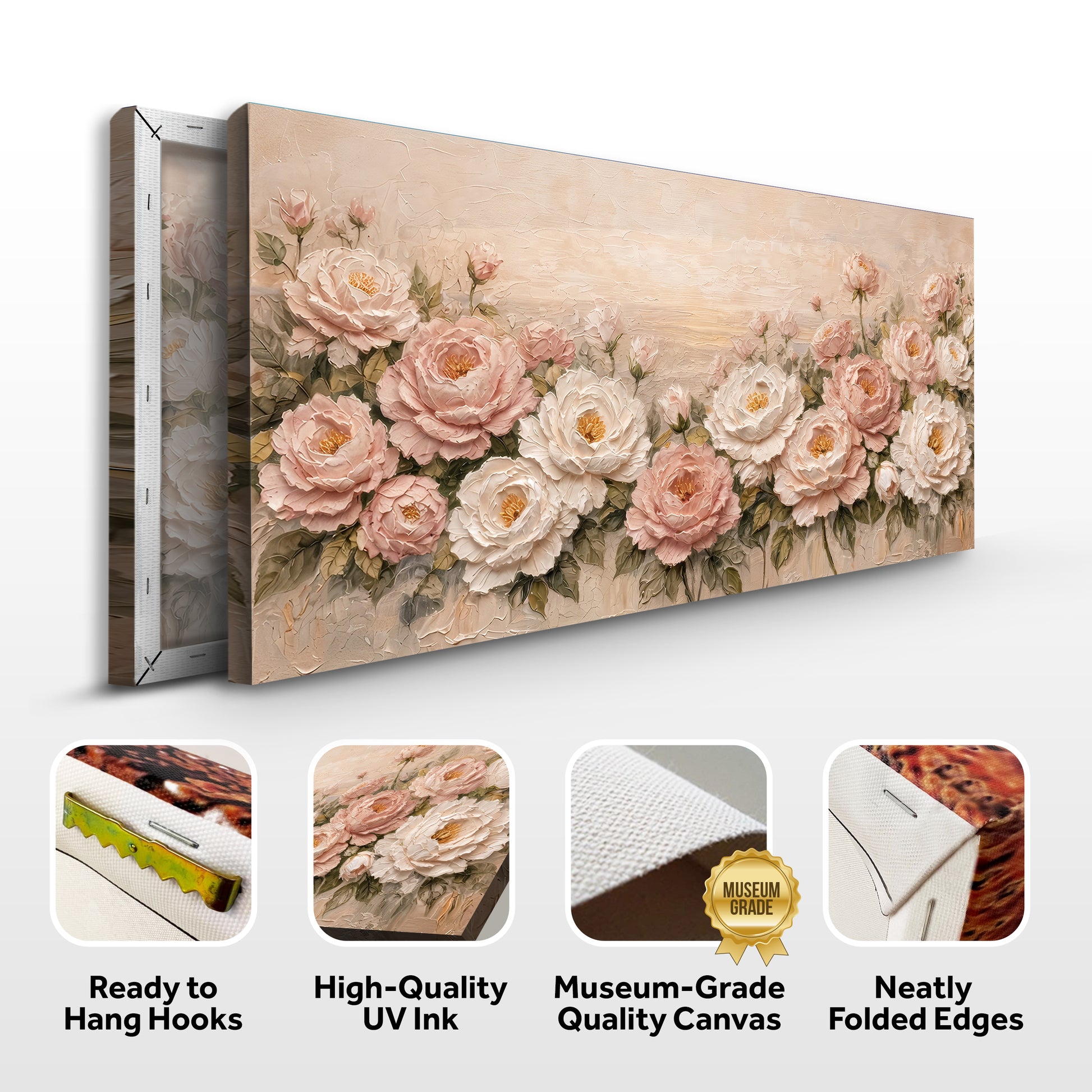Rose Garden — White And Blush On Warm Cream