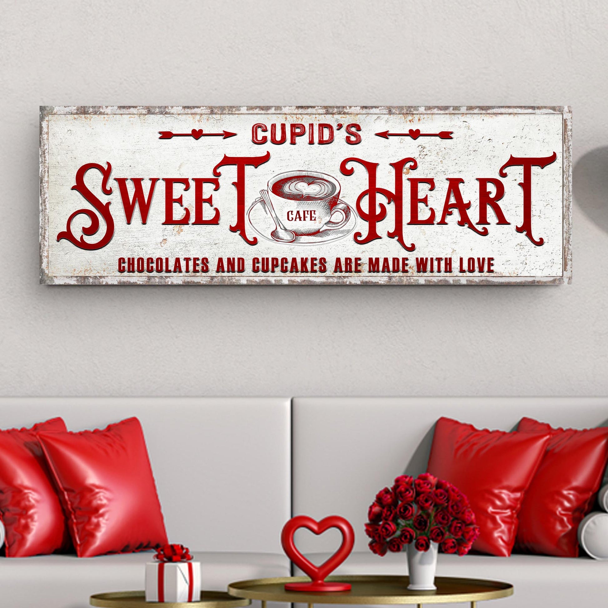 Rustic Cupid's Sweetheart Vintage Sign Style 1 - Image by Tailored Canvases