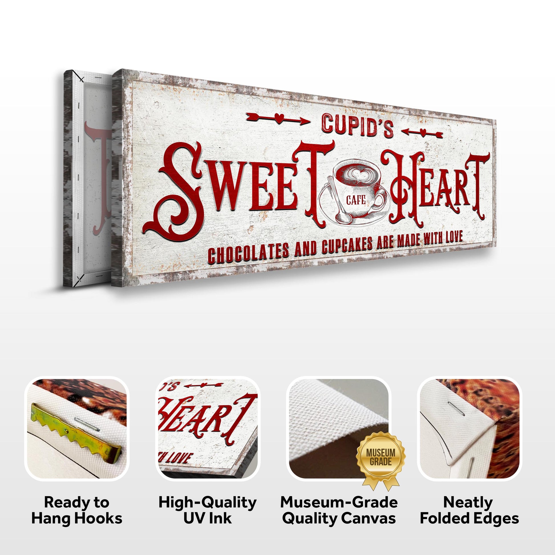 Rustic Cupid's Sweetheart Vintage Sign Specs - Image by Tailored Canvases