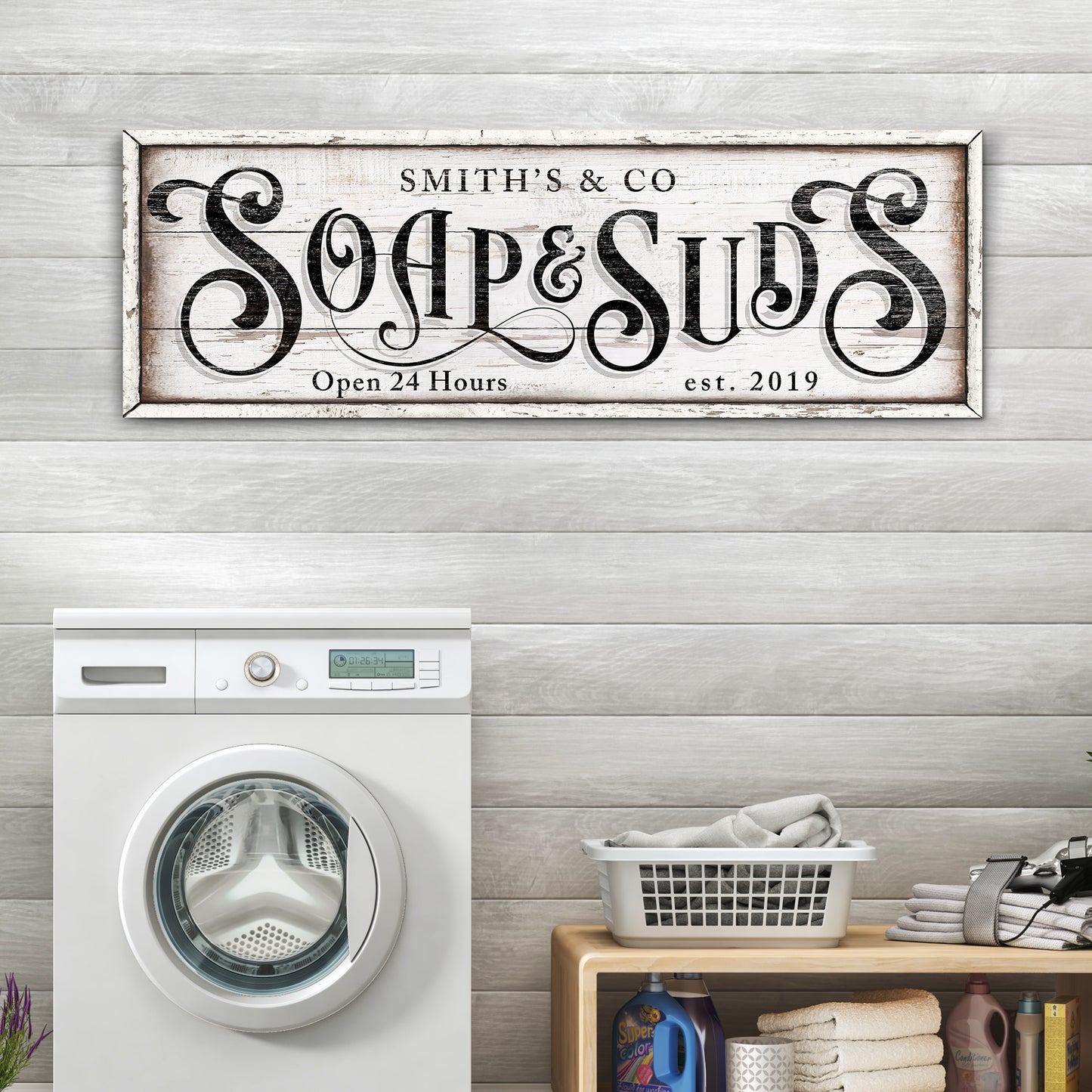 Personalized Soap And Suds Laundry Sign  - Image by Tailored Canvases