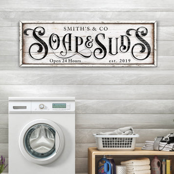 Personalized Soap And Suds Laundry Sign