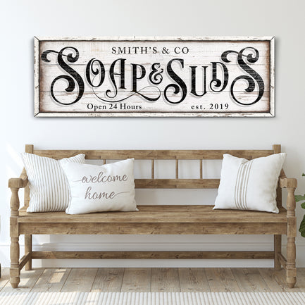 Personalized Soap And Suds Laundry Sign - Image by Tailored Canvases
