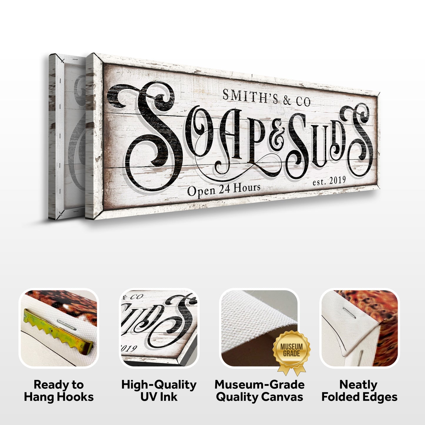 Personalized Soap And Suds Laundry Sign Specs - Image by Tailored Canvases