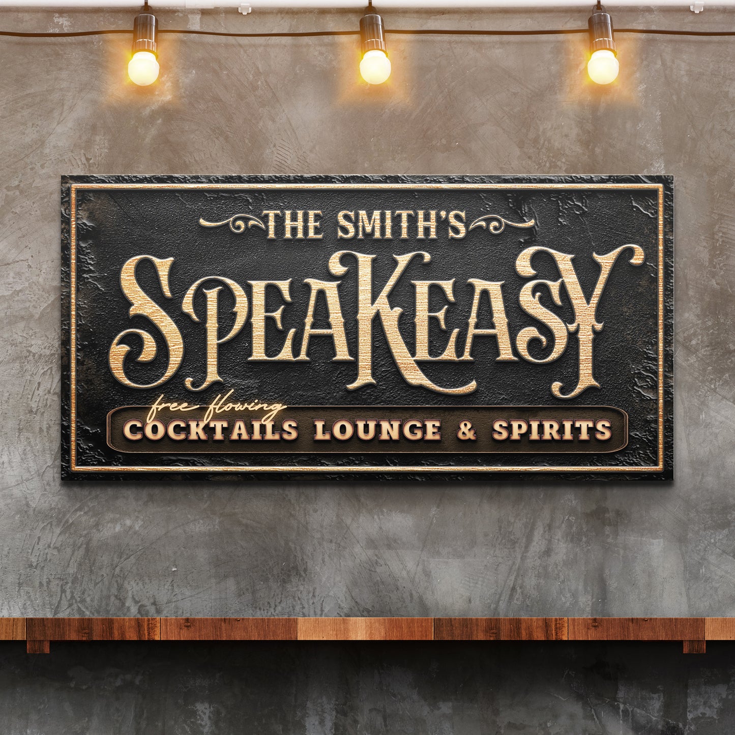 Speakeasy Personalized Bar Sign Style 1 - Image by Tailored Canvases