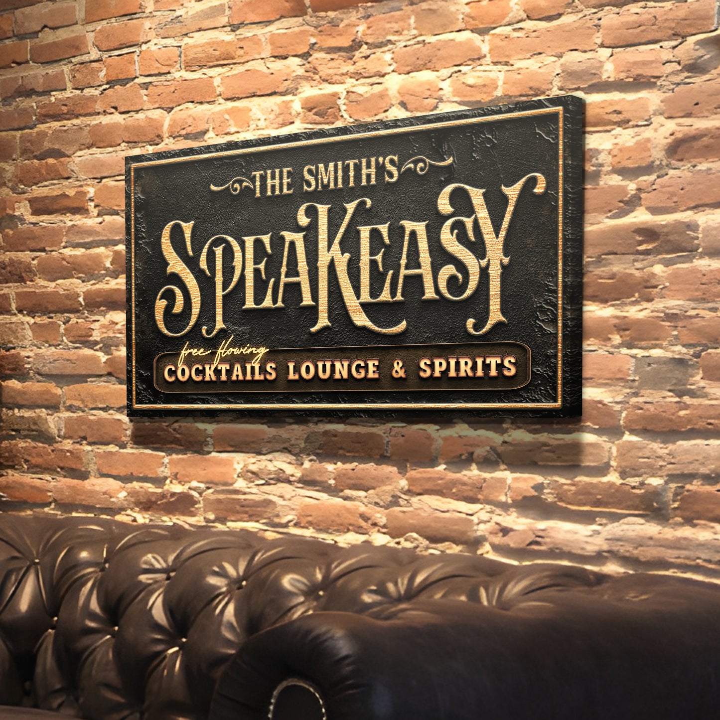 Speakeasy Personalized Bar Sign Style 2 - Image by Tailored Canvases