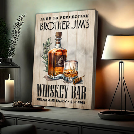 Aged To Perfection Whiskey Bar Sign  - Image by Tailored Canvases