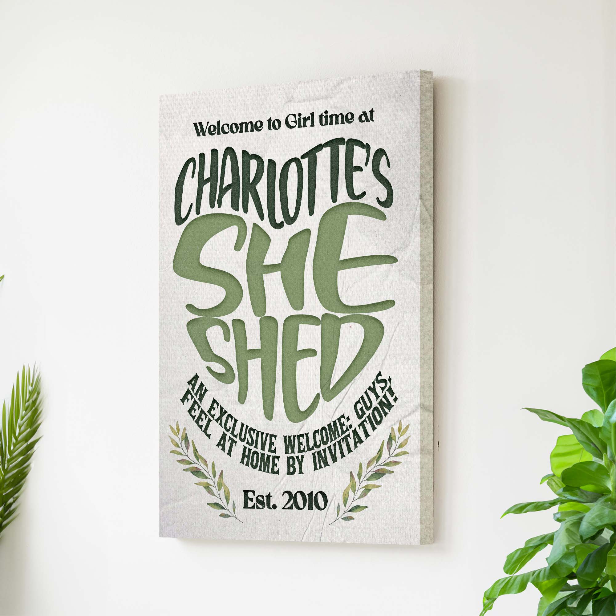 Welcome To Girl Time At She Shed Sign Personalized Canvas Wall Art ...