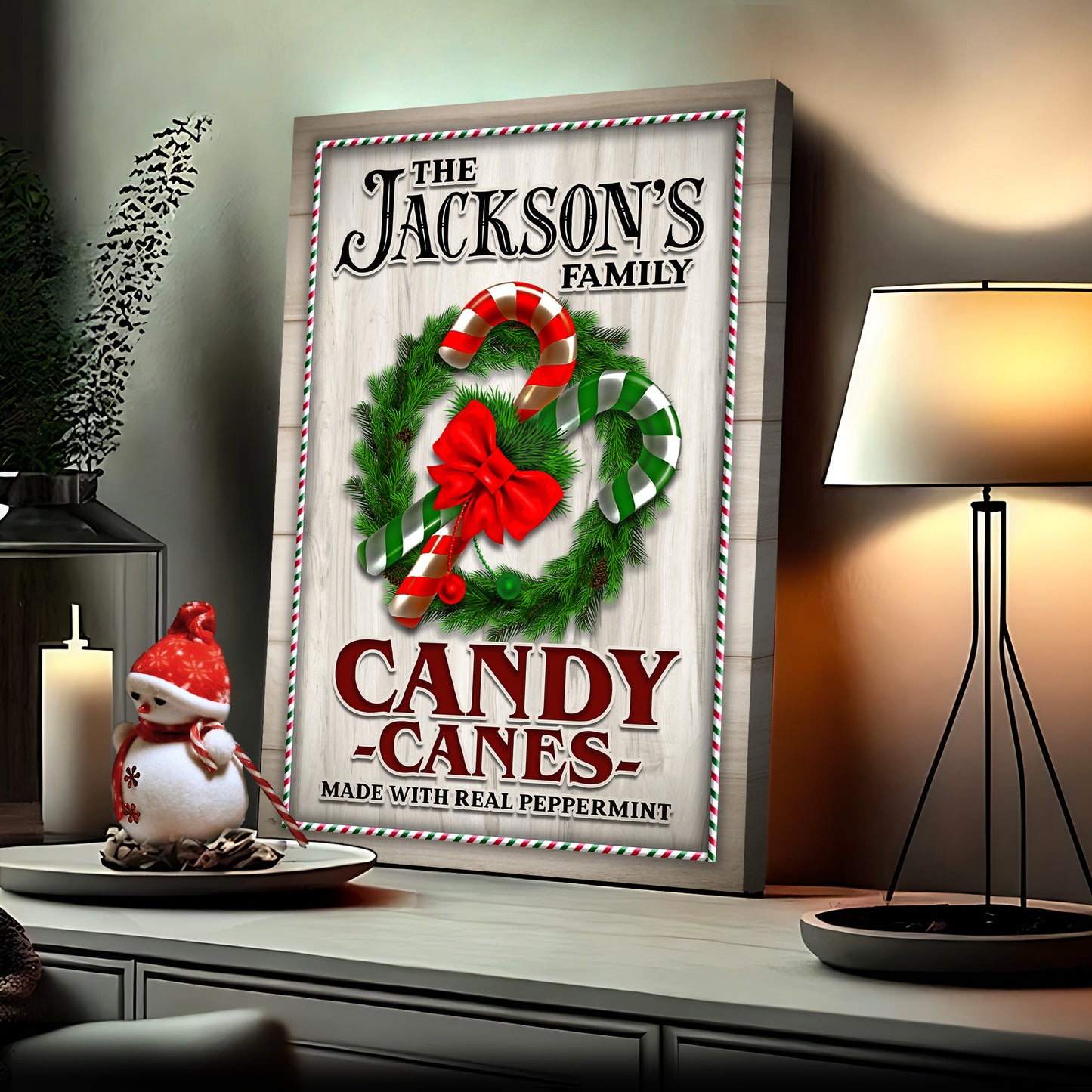 Made With Real Peppermint Candy Canes Sign  - Image by Tailored Canvases