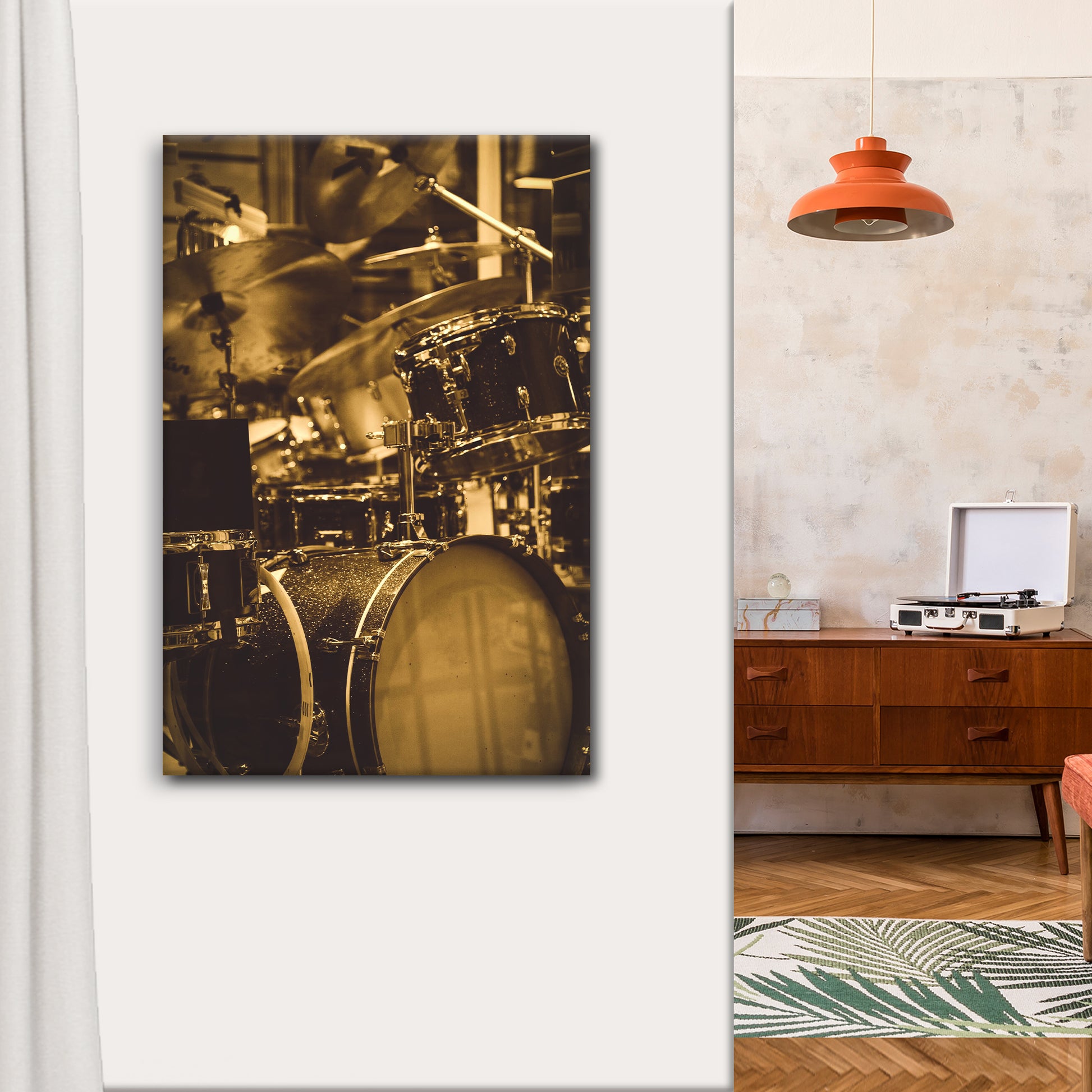 Drums Sepia Canvas Wall Art Style 1 - Image by Tailored Canvases