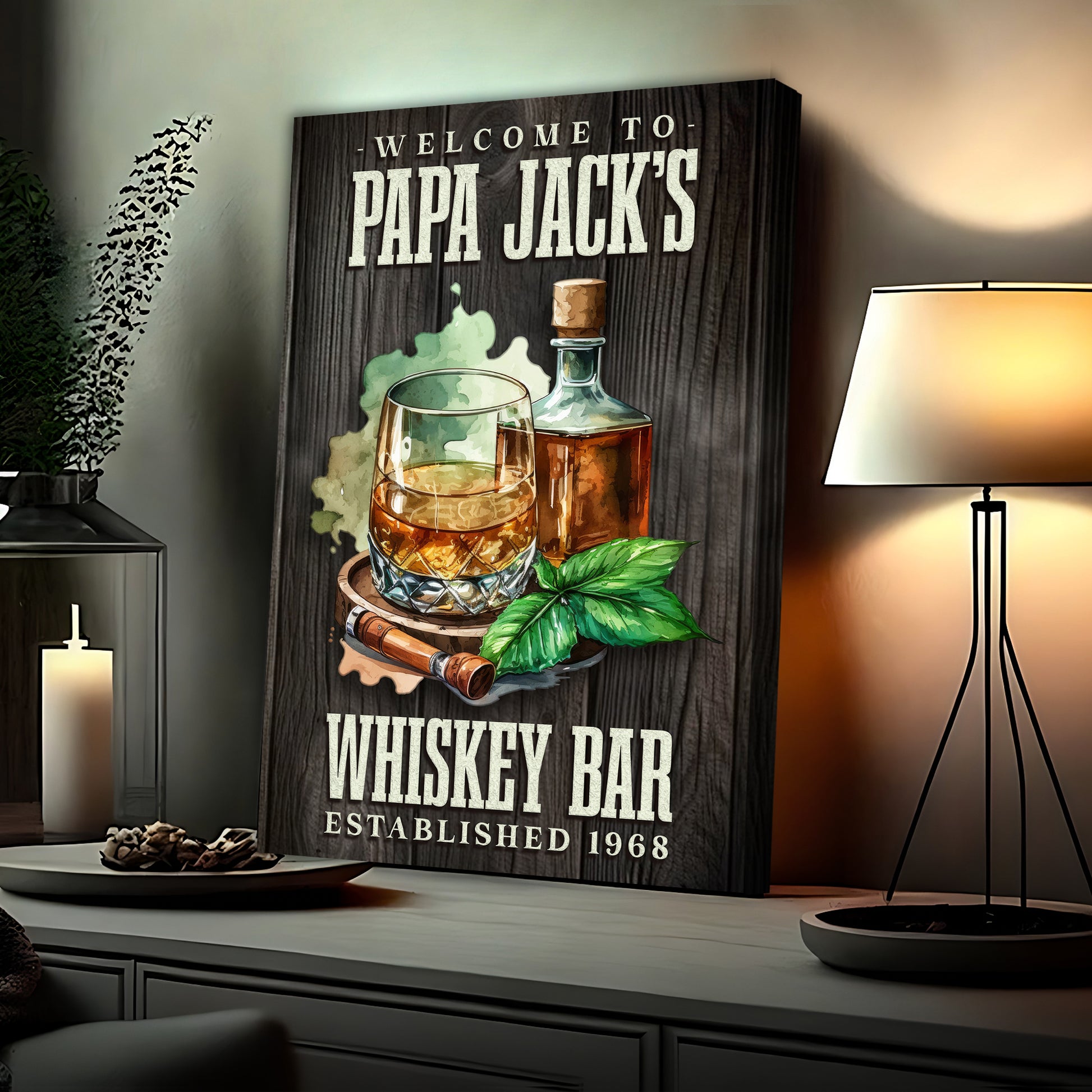 Welcome To Whiskey Bar Sign  - Image by Tailored Canvases