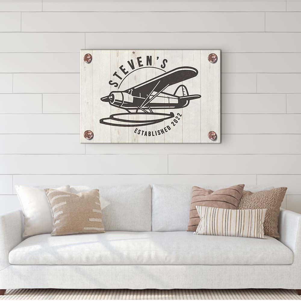 Seaplane Pilot Name Sign - Image by Tailored Canvases
