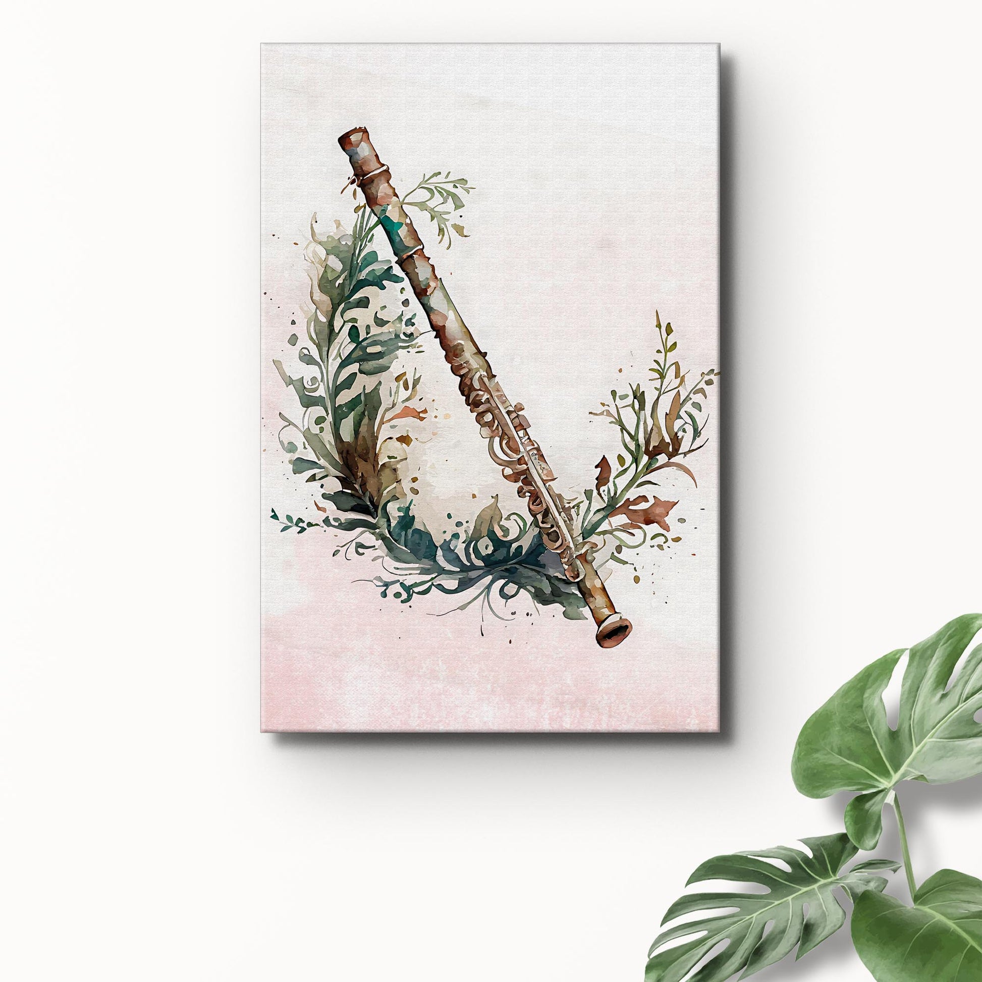 Flute Watercolor Canvas Wall Art Style 1 - Image by Tailored Canvases