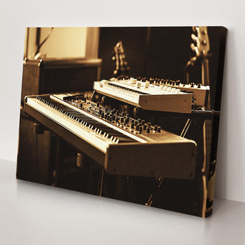 Keyboard Sepia Canvas Wall Art