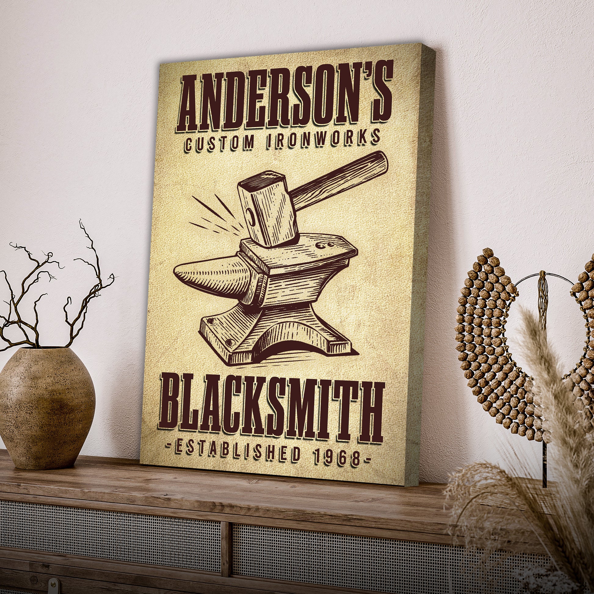 Custom Ironworks Blacksmith Sign  - Image by Tailored Canvases