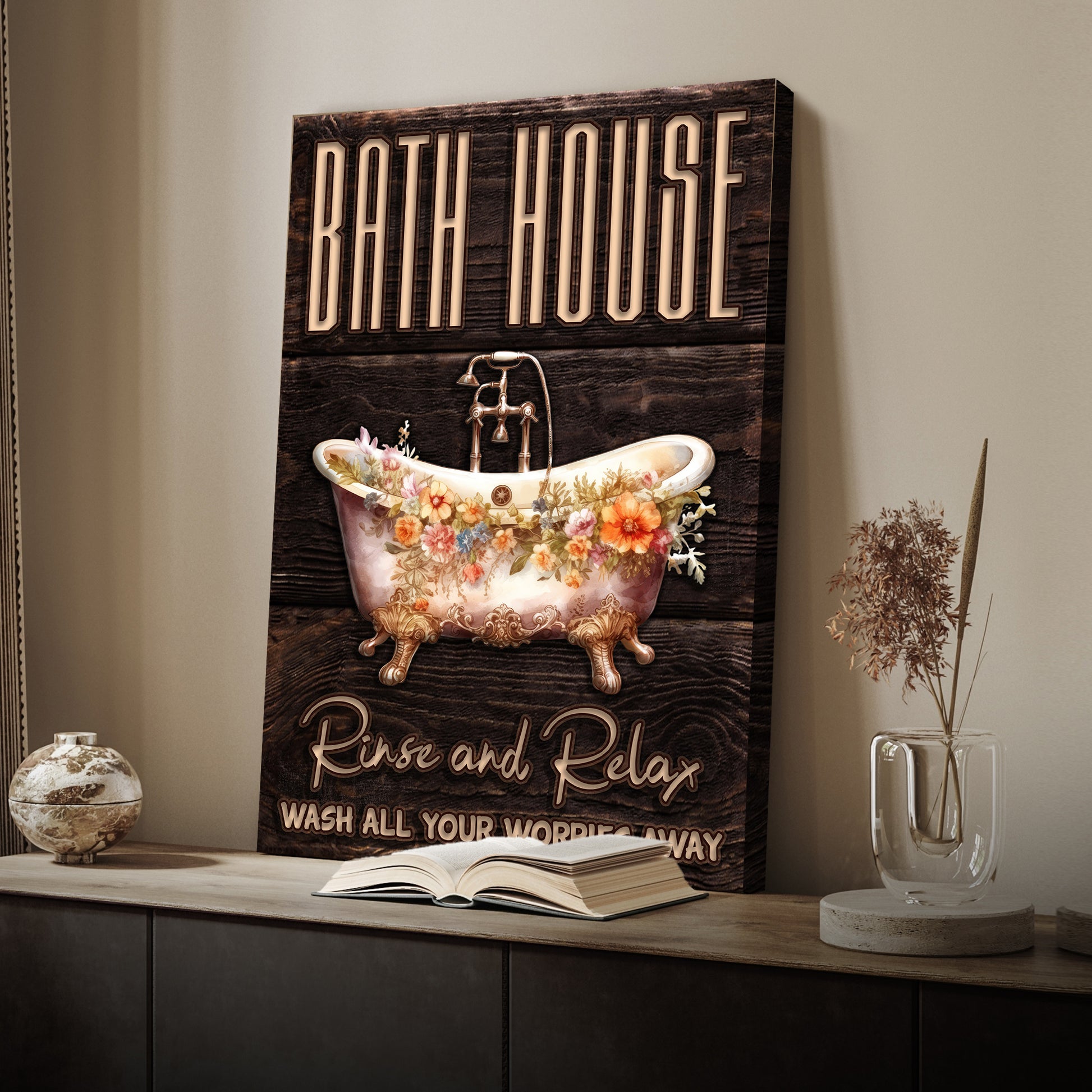 Rinse And Relax Bath House Sign  - Image by Tailored Canvases