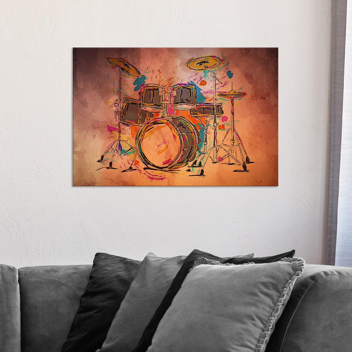 Drums Abstract Canvas Wall Art Style 1 - Image by Tailored Canvases