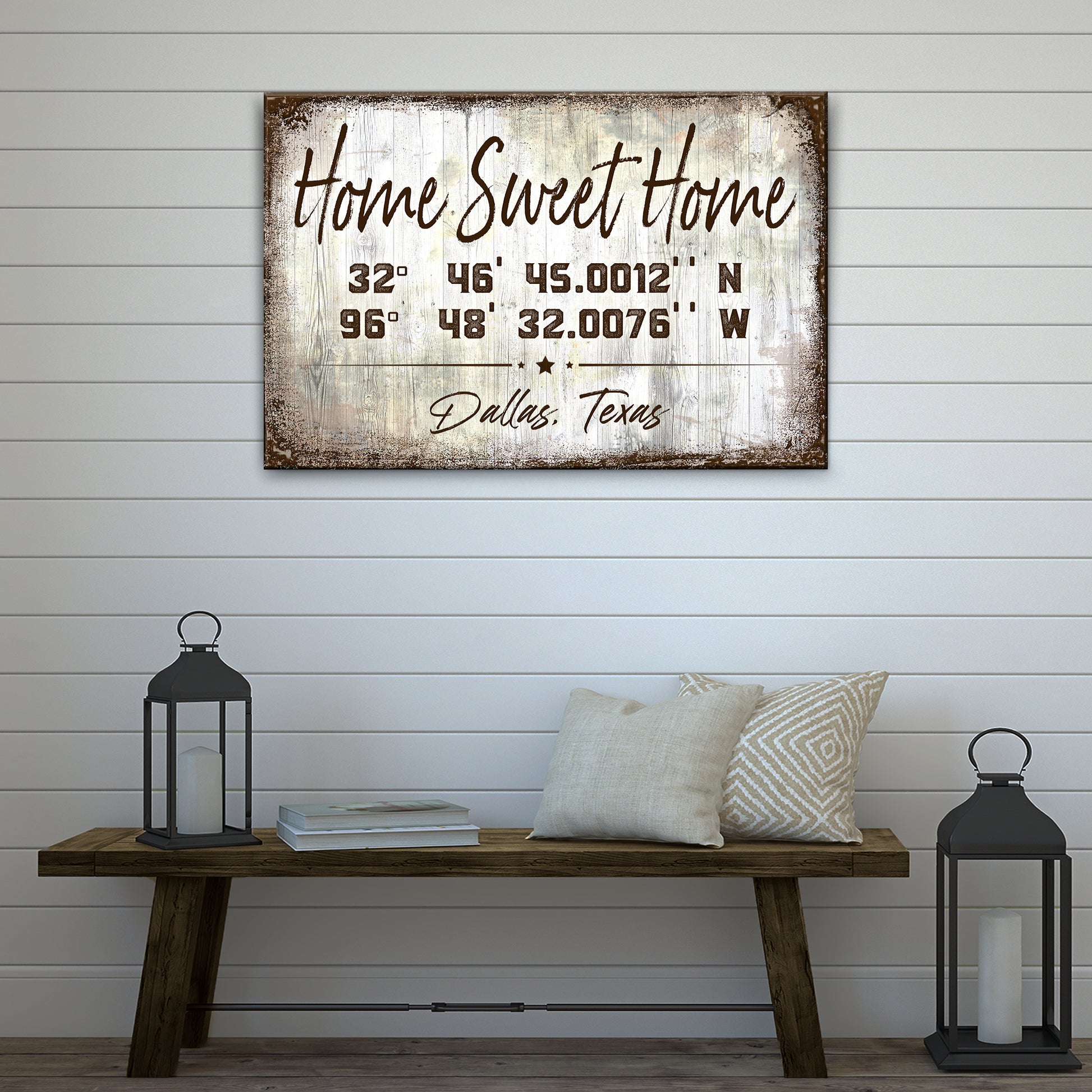 Home Sweet Home Coordinates Sign Style 1 - Image by Tailored Canvases