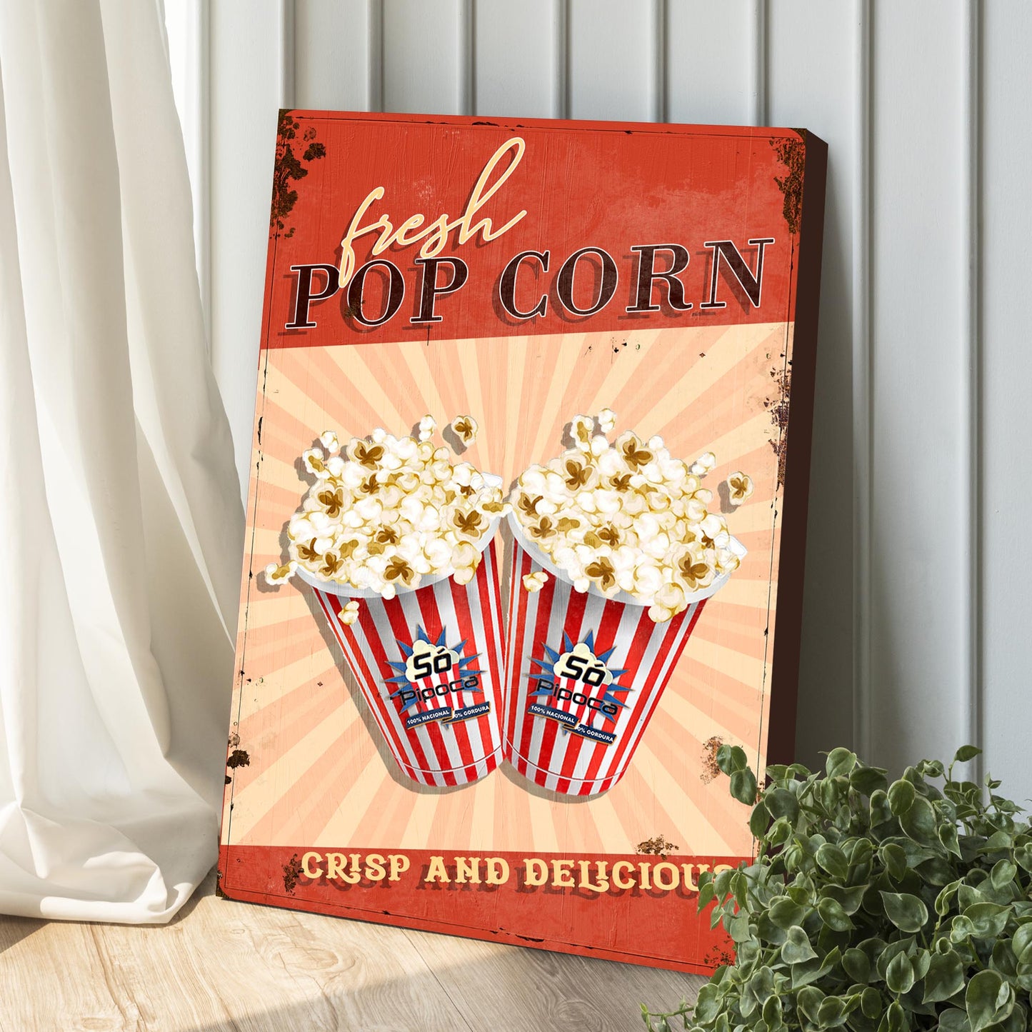 Crisp And Delicious Fresh Popcorn Sign - Imaged by Tailored Canvases
