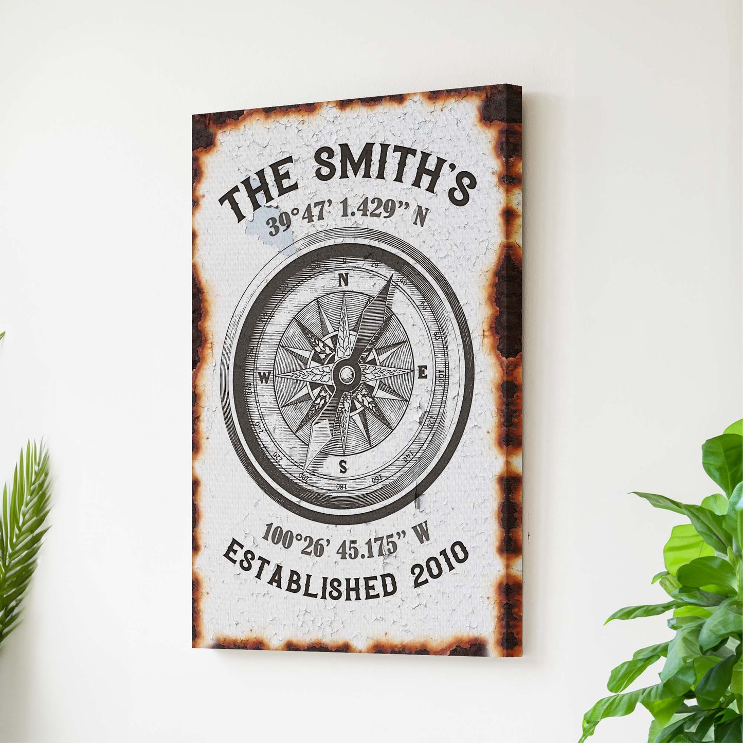 Family Home Compass Coordinates Sign  - Image by Tailored Canvases