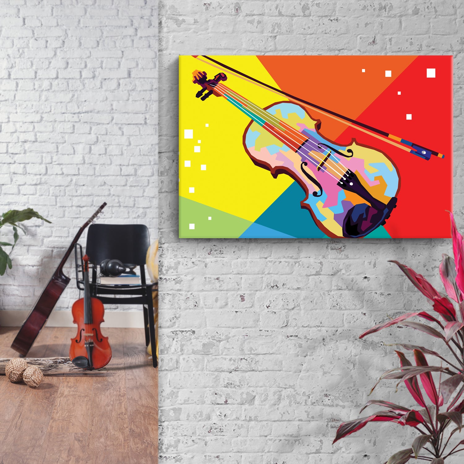 Violin Abstract Canvas Wall Art Style  2 - Image by Tailored Canvases