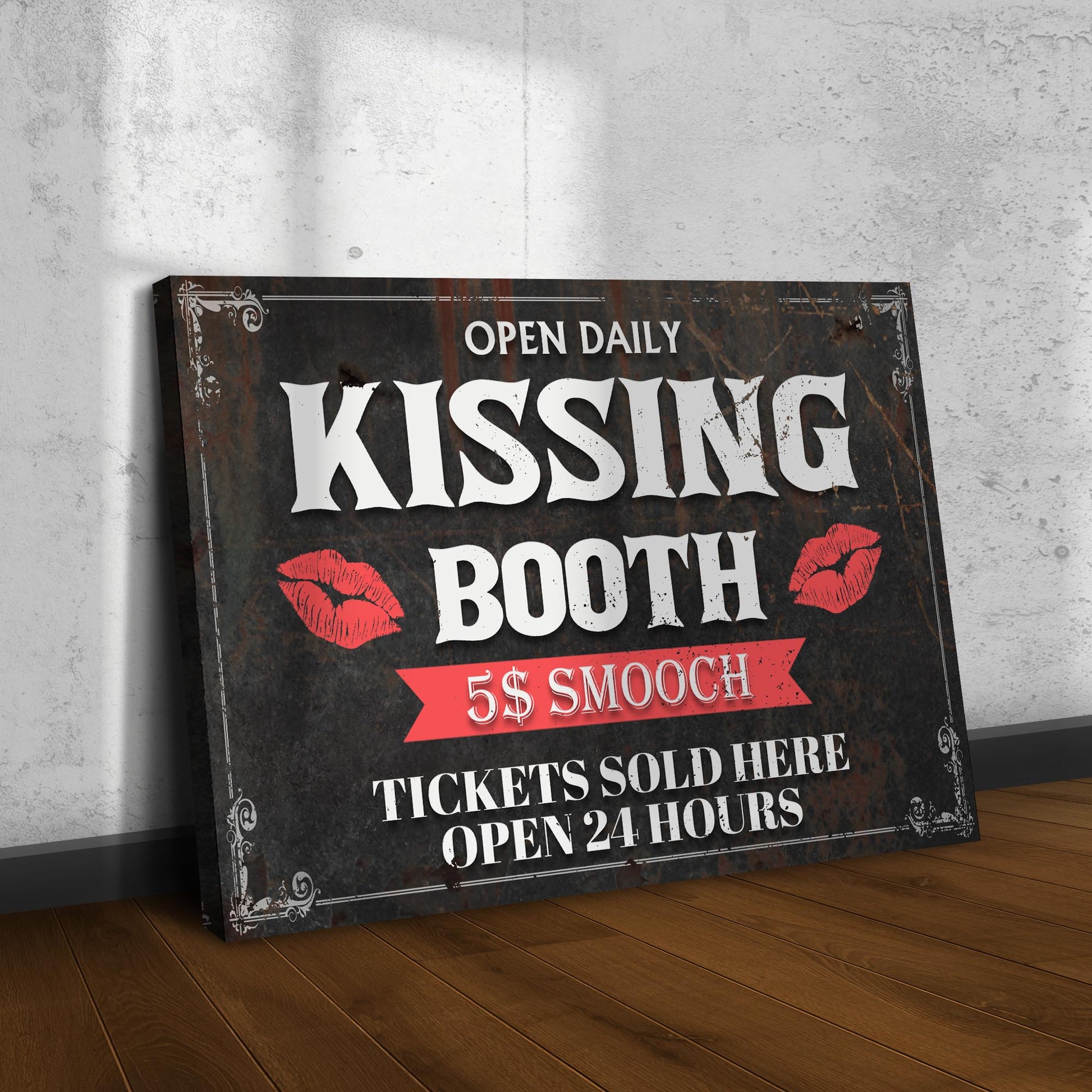 Tickets Sold Here Kissing Booth Sign  - Image by Tailored Canvases