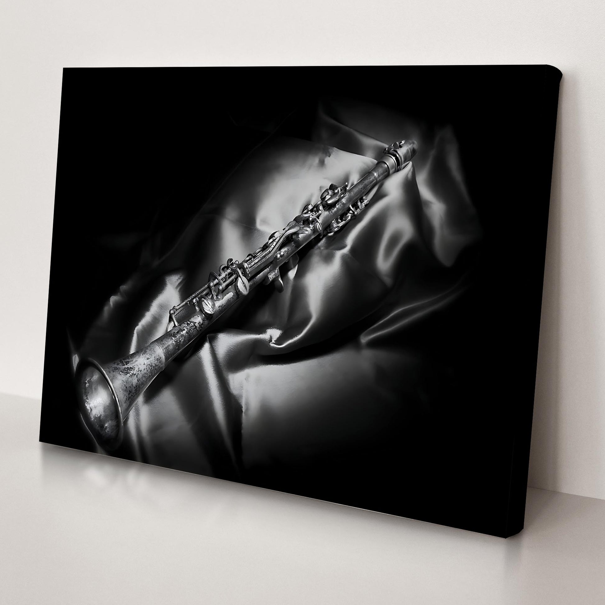 Clarinet Monochrome Canvas Wall Art - Image by Tailored Canvases