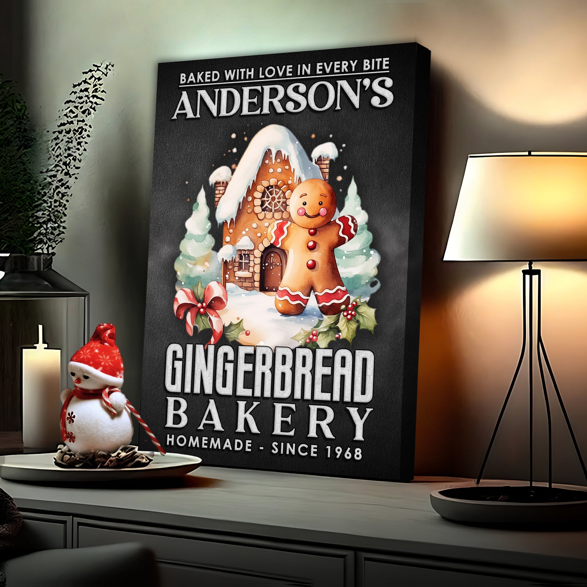 Baked With Love In Every Bite Gingerbread Bakery Sign  - Image by Tailored Canvases