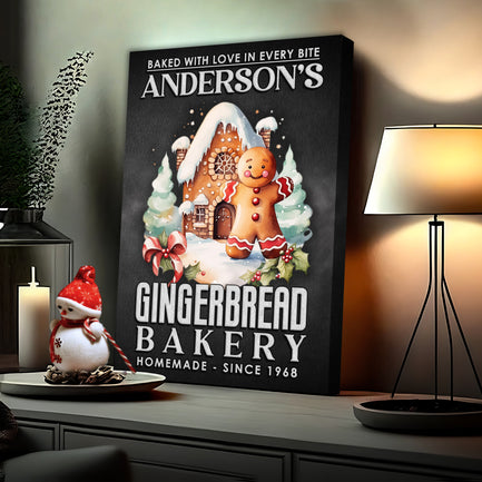 Baked With Love In Every Bite Gingerbread Bakery Sign  - Image by Tailored Canvases