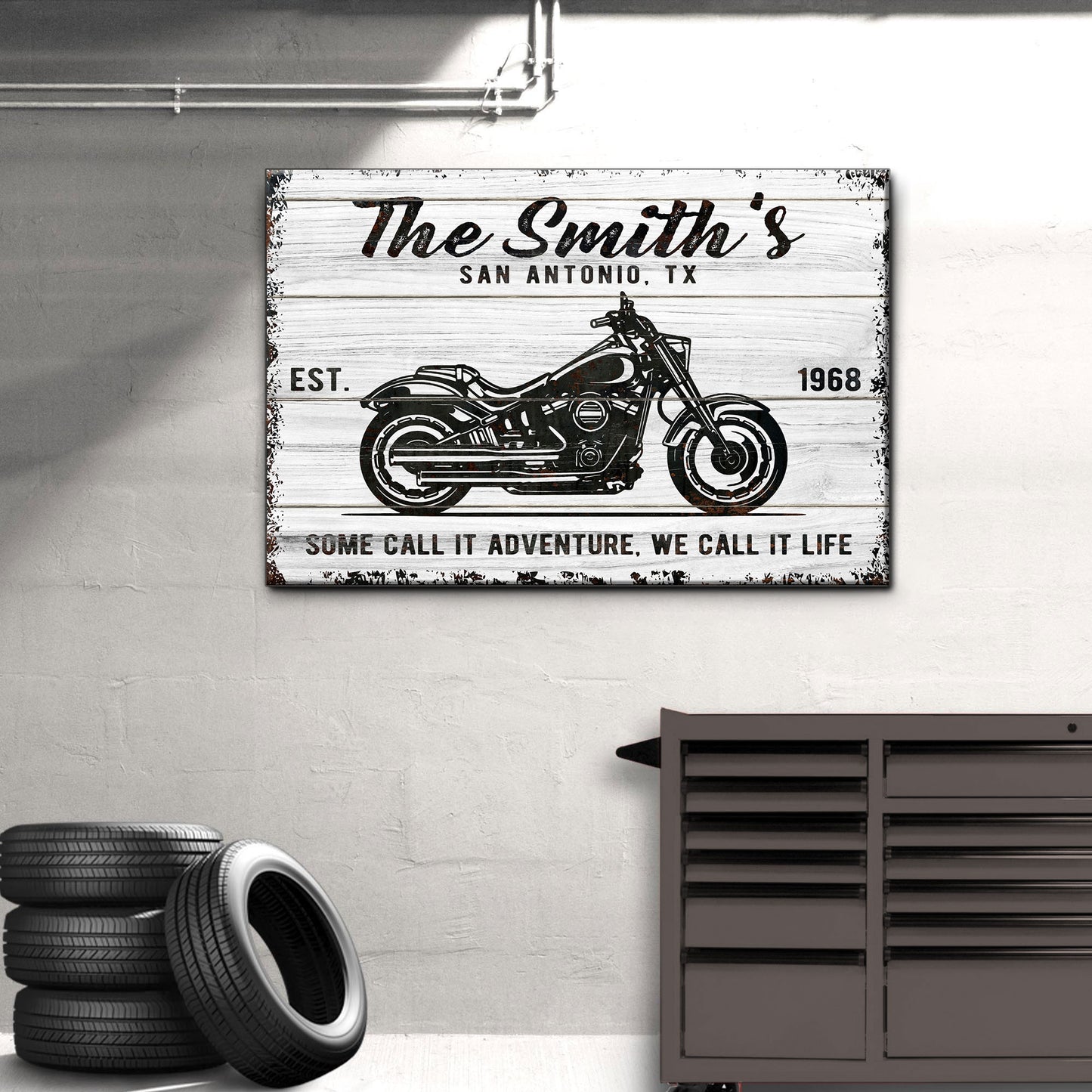 Motorcycle We Call It Life Sign Style 1 - Image by Tailored Canvases